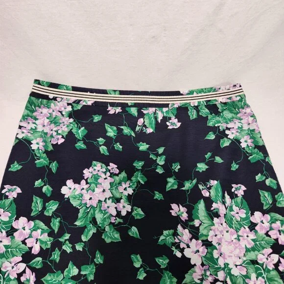 TALBOTS The Oprah Magazine Feminine Romantic Preppy Blue Floral Skirt Size 12. - Picture 7 of 16